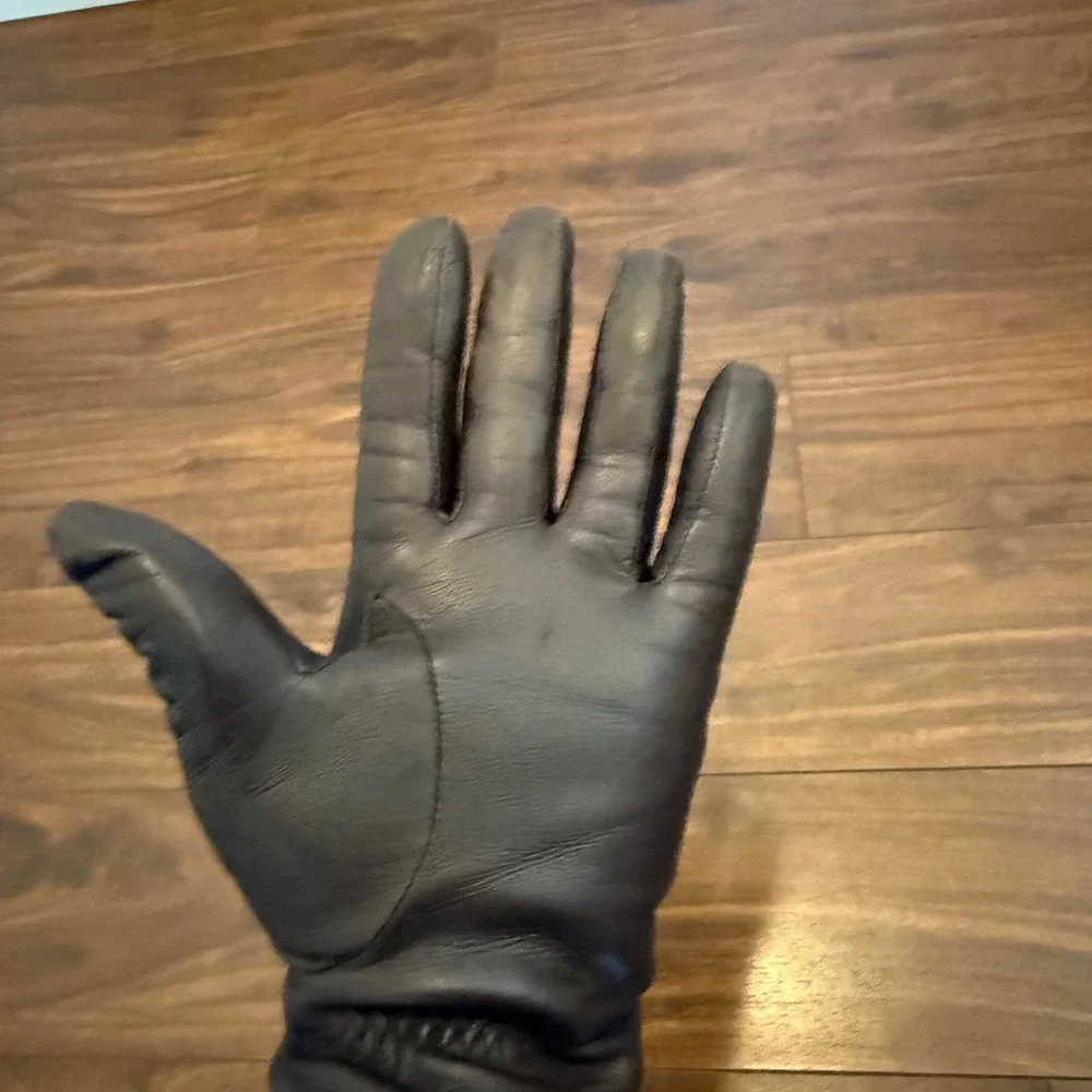 Thinsulate 40g‎ Insulated Dark Brown Leather Winter Gloves Women's Size L Luxury